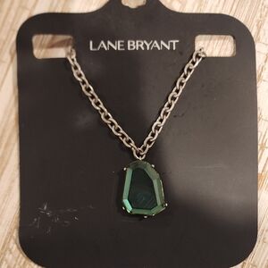 Lane Bryant Silver Chain with Emerald Green Pendant